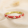 Bracelet jonc ouvrable fleur métal émaillé coloré 0226221 rouge