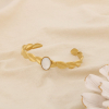 Bracelet Jonc Ouvert Acier Inoxydable Cabochon Nacre 0226075 doré