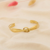 Bracelet Jonc Ouvert Lignes Croisées Anneau Central Acier Inoxydable 0226079 doré
