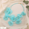 Collier Multi-rangs Fleurs Mousseline Acier Inoxydable 0125052 vert aqua