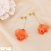 Boucles d’Oreilles Pendantes Fleur Mousseline Acier Inoxydable 0325037 orange