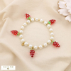Bracelet élastique breloques fraises perles nacrées acier inoxydable 0225179 rouge