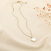 Collier double face acier inox nacre verre fleur 0126207 blanc