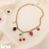 Collier acier inoxydable multi-breloques charms fruits 0125129 rouge