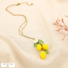 Collier acier inoxydable pendentif grappe citrons 0125129 jaune