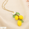 Collier acier inoxydable pendentif grappe citrons 0125129 jaune