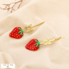 2 barrettes cheveux fraise émail papillon acier inoxydable 0625040 doré