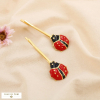 2 barrettes cheveux coccinelle émail acier inoxydable 0625046 rouge