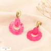 Boucles d'oreille pendantes vintage résine acier inoxydable 0324004 fushia