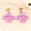 Boucles d'oreille pendantes vintage corail résine acier inoxydable 0324005 mauve
