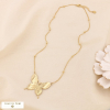 Collier acier inoxydable pendentif papillon 0124083 doré