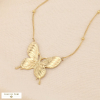 Collier acier inoxydable pendentif papillon 0124083 doré