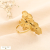 Bague large réglable acier inoxydable trois fleurs 0424061 doré