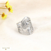 Bague large réglable rameaux olivier acier inoxydable 0424015 argenté