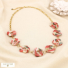 Collier acier fleurs résine fraise cerise 0125145 rouge