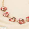 Collier acier fleurs résine fraise cerise 0125145 rouge