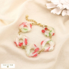 Bracelet acier fleurs résine fraise cerise 0225178 naturel/beige