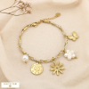Bracelet cordon tressé charms champêtres perles nacrées acier inoxydable 0225224 naturel/beige