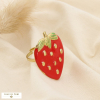 Bague réglable acier inoxydable fraise gourmande émail 0425061 rouge