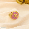 Bague large ajustable acier inoxydable fleur émail 0425076 rose