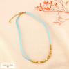 Collier ras-du-cou cubes acier inoxydable cordon métallisé 0124066 bleu