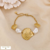 Bracelet acier inoxydable coquillages perles nacrées 0225005 doré
