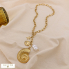 Collier Y acier inoxydable pendentif escargot de mer breloques étoile perle 0125009 doré