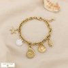 Bracelet acier inoxydable charms étoile escargot de mer coquillage 0225002 doré