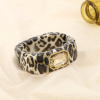 Bracelet ouvert marbré manchette acier résine verre 0225595 marron