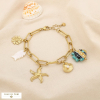 Bracelet acier inoxydable charms marins 0225220 doré