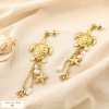 Boucles d'oreilles pendantes acier inoxydable tortue de mer chaînettes breloques marines 0325139 doré