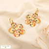 Boucles d’oreilles pendantes fleur résine créole acier 0326134 jaune