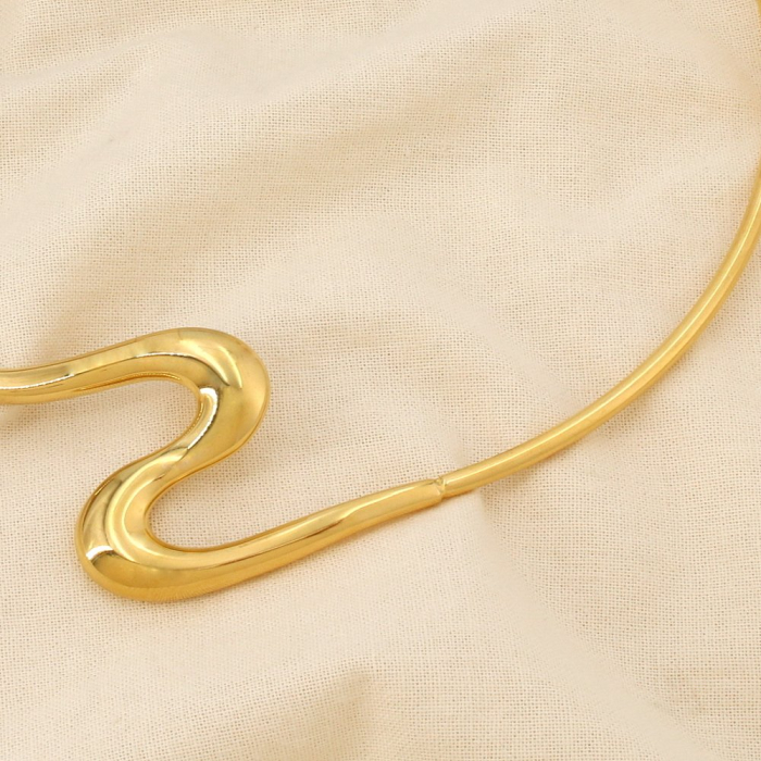 Collier cerceau acier design organique contemporain 0126214 doré