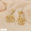 Boucles d'oreilles pendantes acier inoxydable rameau corail 0325089 doré