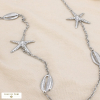 Sautoir acier inoxydable coquillages cauri étoiles de mer 0125118 argenté