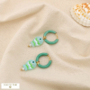 Mini-créoles acier inoxydable poisson verre émail 0325084 vert aqua
