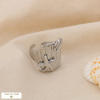 Bague large ajustable acier inoxydable coquillage étoile de mer cauri 0425040 argenté