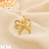 Bague double-anneaux ajustable acier inoxydable étoile de mer 0425049 doré