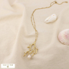 Collier acier inoxydable rameau de corail goutte 0126197 blanc