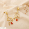 Boucles d'oreilles pendantes acier inoxydable rameau de corail goutte 0325161 rouge