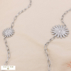 Sautoir chaîne acier inoxydable fleurs marguerite 0125005 argenté