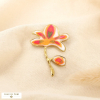 Broche épingle acier inoxydable fleur émail 0526032 orange