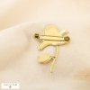 Broche épingle acier inoxydable fleur émail 0526032 orange