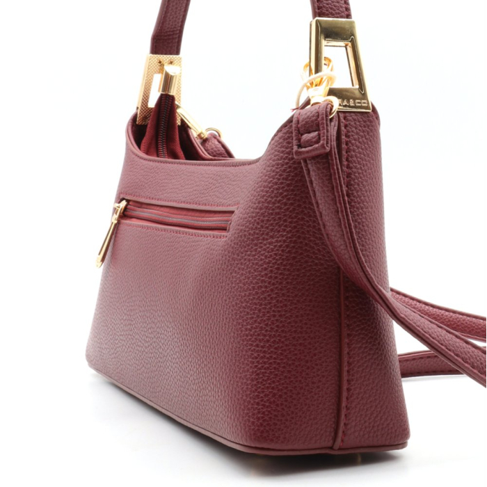 Sac porté épaule Flora&Co simili-cuir grainé 0926502 rouge bordeaux