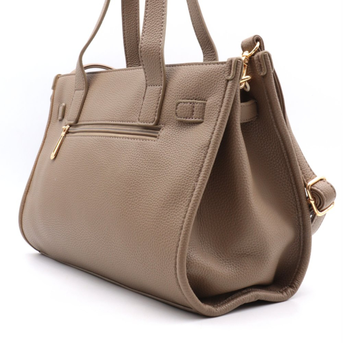 Sac satchel Flora&Co simili-cuir grainé fermoir tourniquet 0926503 taupe