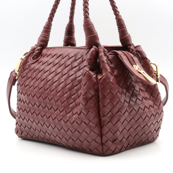 Sac cabas porté épaule Flora&Co simili-cuir tressé 0926505 rouge bordeaux