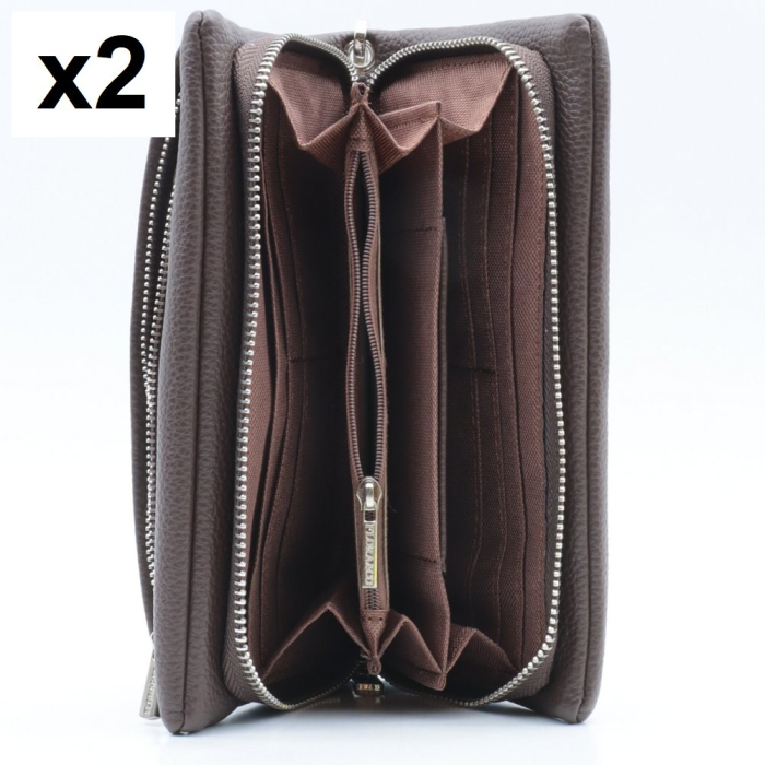 2 portefeuilles Flora&Co simili-cuir grainé 0926508 marron foncé