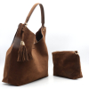 Sac Hobo Flora&Co pochette amovible pompons tassels simili-cuir façon daim 0926509 marron foncé