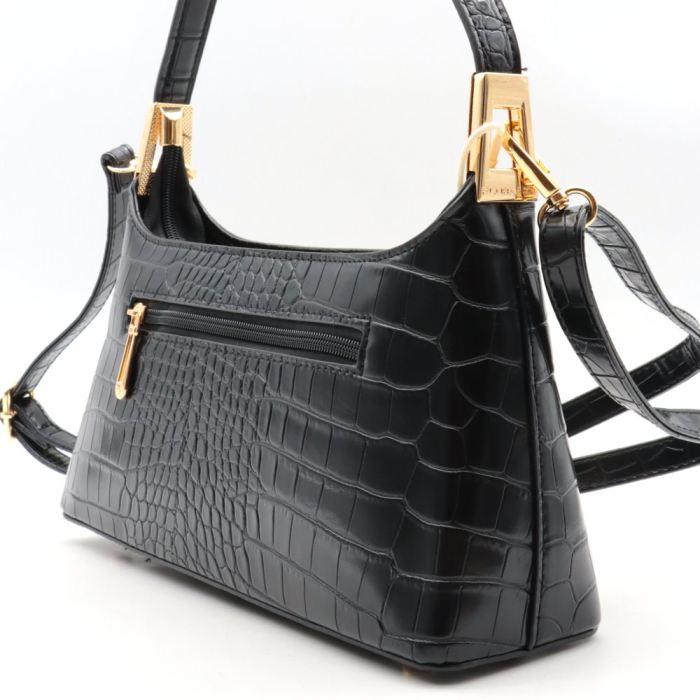 Sac baguette porté épaule Flora&Co simili-cuir façon croco 0926512 noir