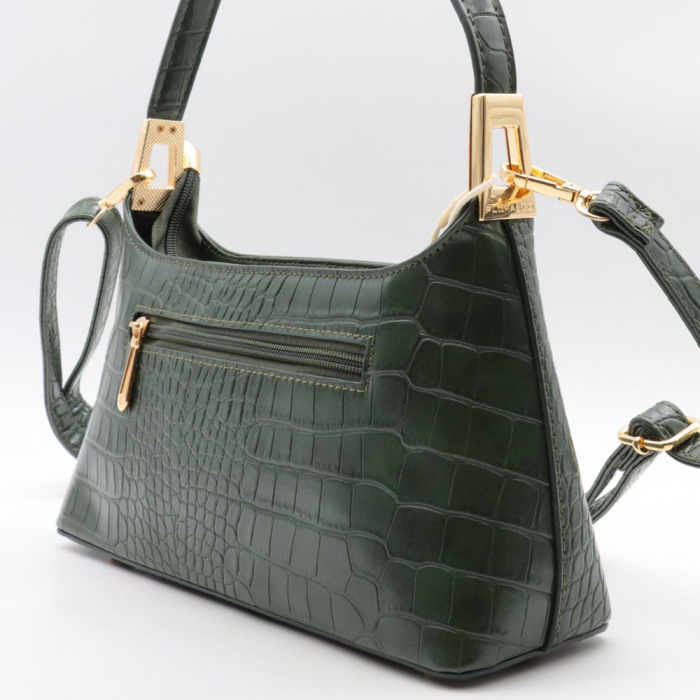 Sac baguette porté épaule Flora&Co simili-cuir façon croco 0926512 vert kaki